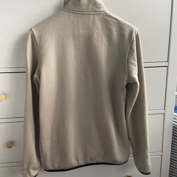 Woolly Women's Merino Fleece Quarter Zip - Small / Sand With Charcoal Panels - Picture 2 of 5